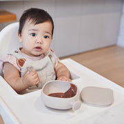 silicone bowl + lid - latte