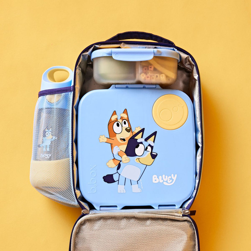 Bluey x b.box Tritan™ Drink Bottle 450ml Blue Straw Bottle, b.box Lunchbox, and b.box snackbox