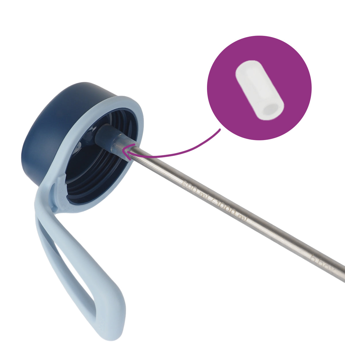 690mL and 1L insulated flip top bottle straw connector