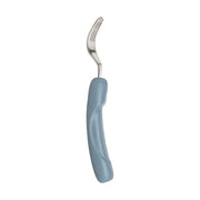 Fork with a blue handle on a white background