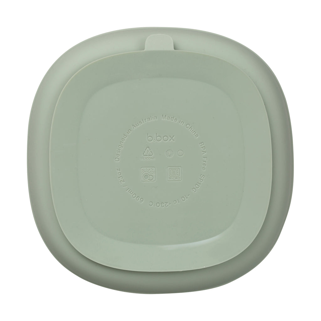 silicone plate + lid - sage