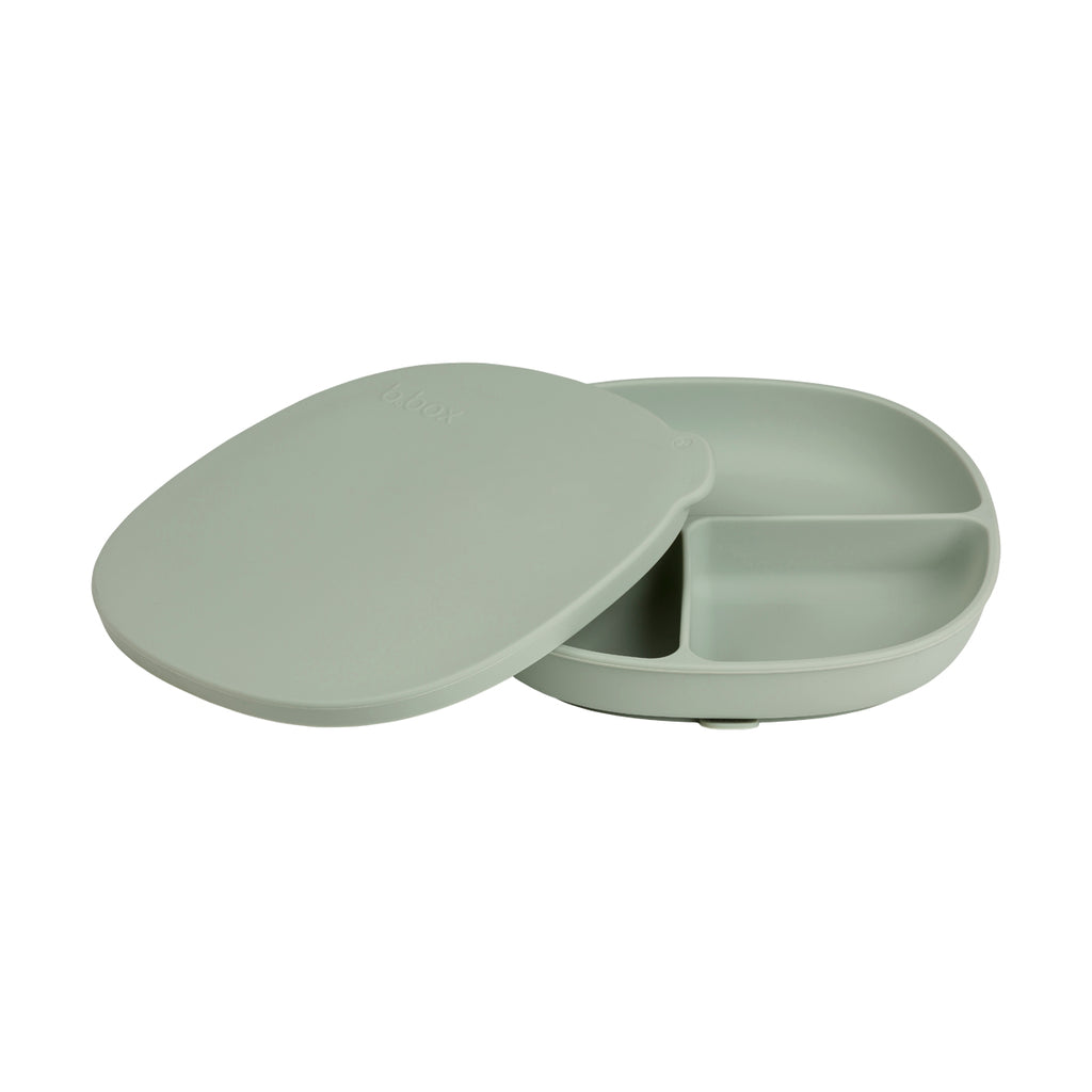 silicone plate + lid - sage