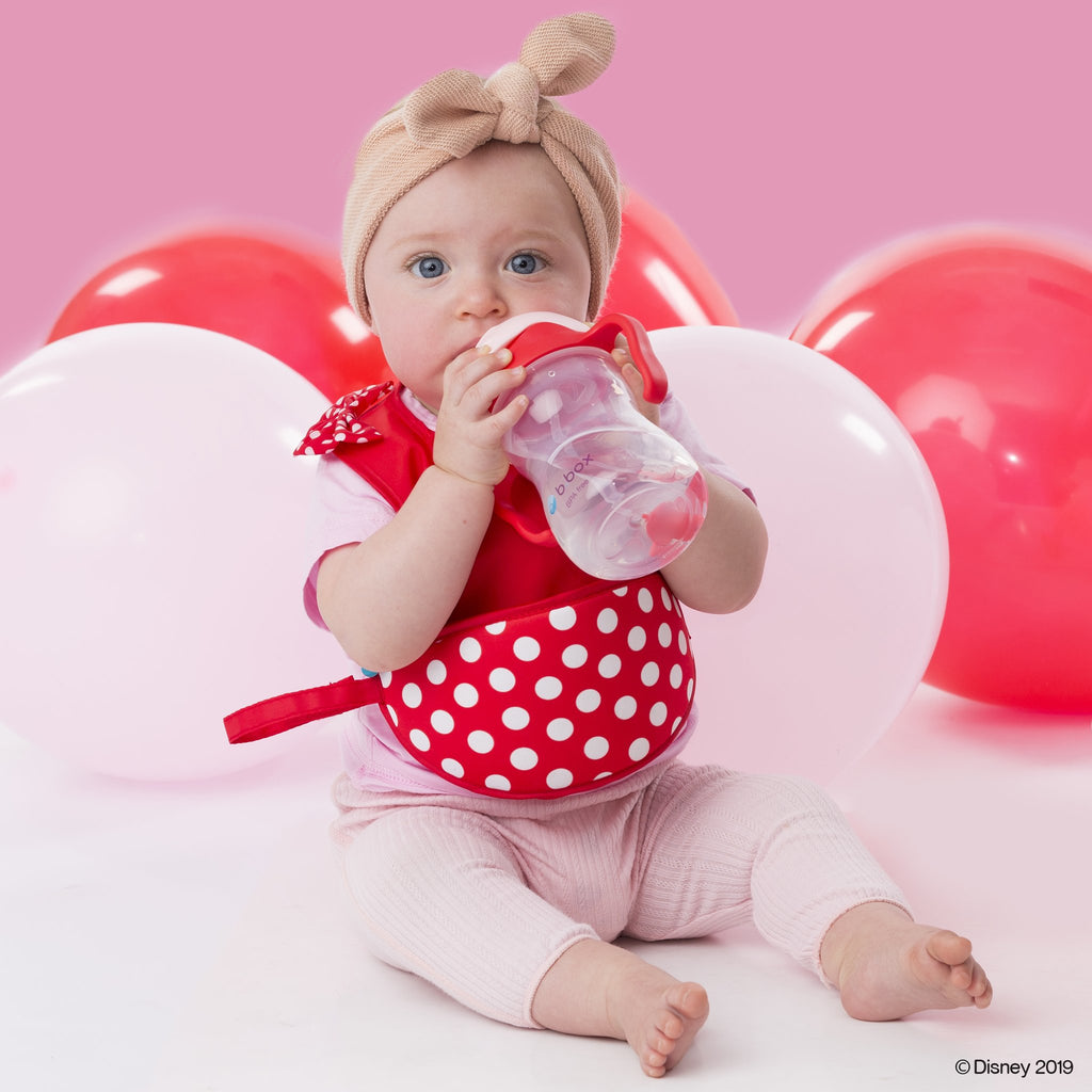 Disney - Minnie Mouse sippy cup and travel bib + spoon bundle