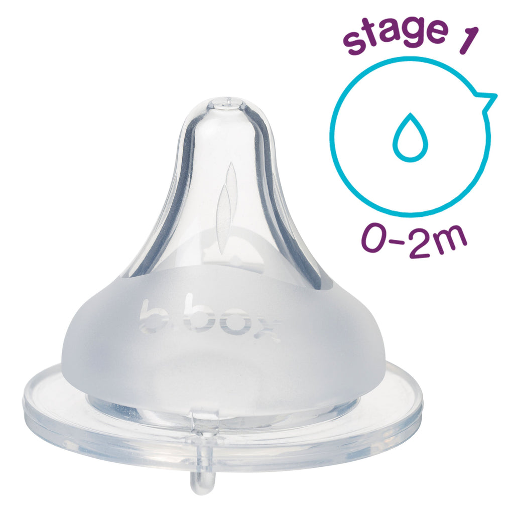 2 pack baby bottle anti-colic teat - stage 1 (0-2m) - b.box for kids