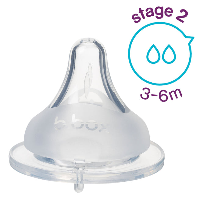 2 pack baby bottle anti-colic teat - stage 2 (3-6m) - b.box for kids