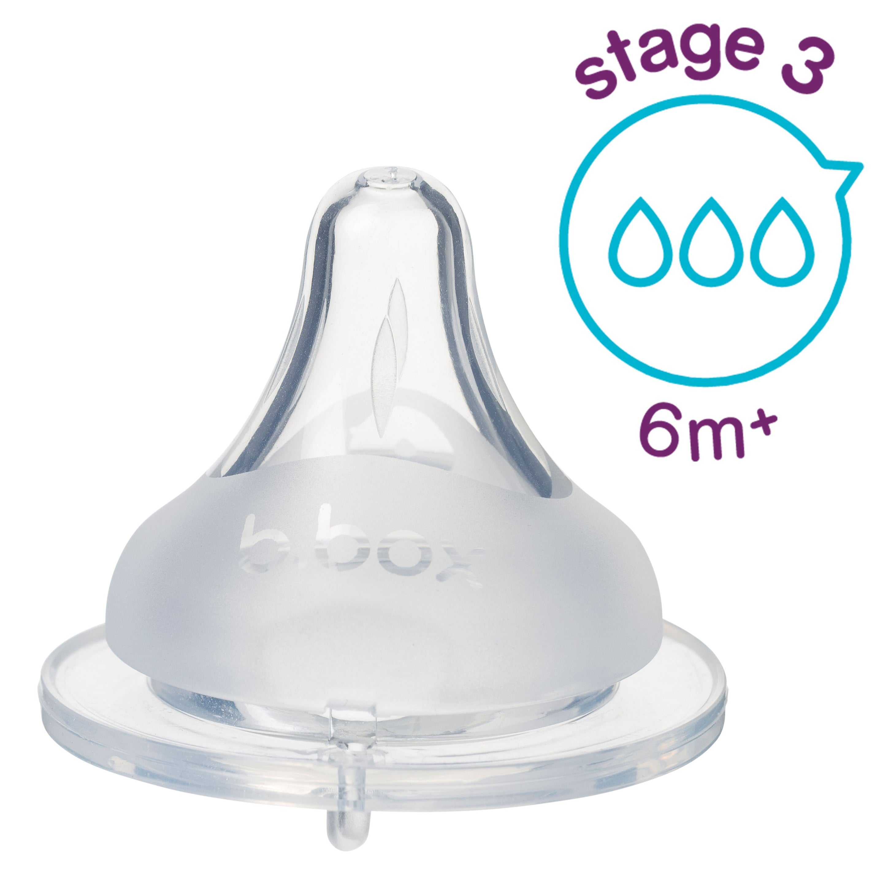 2 pack baby bottle anti-colic teat - stage 3 (6m+) - b.box for kids