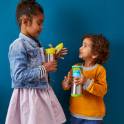 child with 350ml insulated drink bottle - emerald forest - b.box for kids