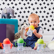 child with sippy cup - apple - b.box for kids